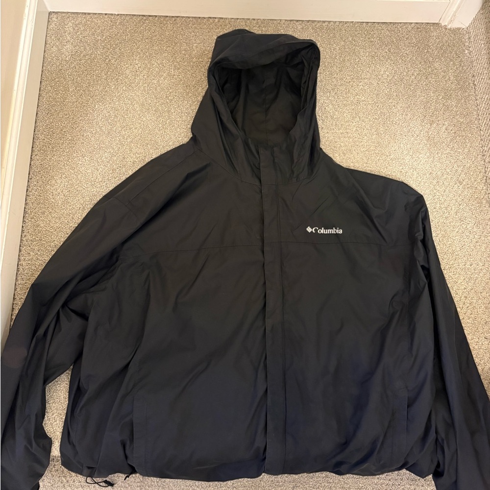 Columbia Black Hooded Rain Jacket 4xl tall 4xlt